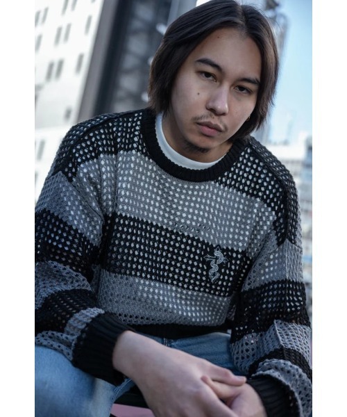 ニット セーター gibous/ギボス/gibous snake cross border knit レディース メンズ gibous ニット セーター gibous/ギボス/gibous snake cross