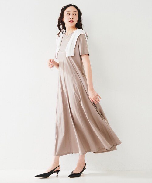 【匿名配送】 UNTITLEDワンピース✨ UNTITLED ワンピース 「コットン100/洗える/夏ワンピ」ジャージ