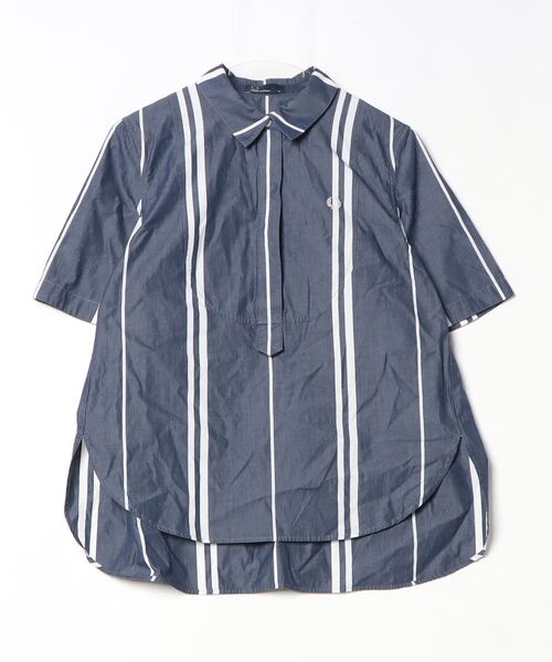 「FRED PERRY」 半袖シャツ 10 ネイビー レディース