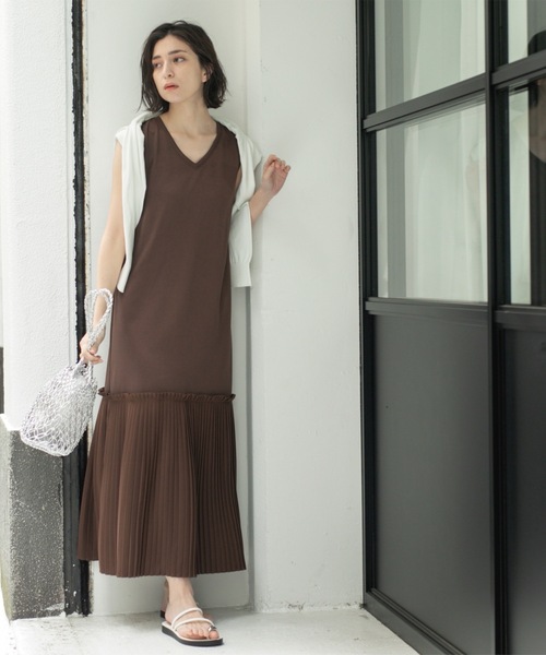 KISHIDAMIKI （キシダミキ） プリーツノースリーブワンピース OPAQUE.CLIP ワンピース プリーツ切替ノースリーブワンピース「洗濯機