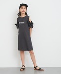 ワンピース ＼再入荷/ キッズ 袖フリル肩あき...の詳細画像1