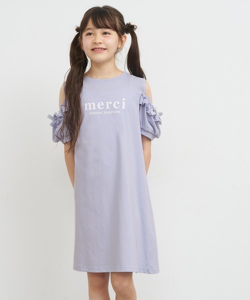 coca（コカ） ワンピース ＼再入荷／ キッズ 袖フリル肩あきワンピース