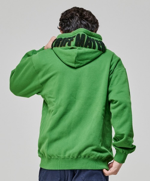 DECEMBERMAY オリーブグリーン フード付きスウェット KRIFF MAYER（クリフメイヤー） トレーナー スウェット サガラ刺繍裏