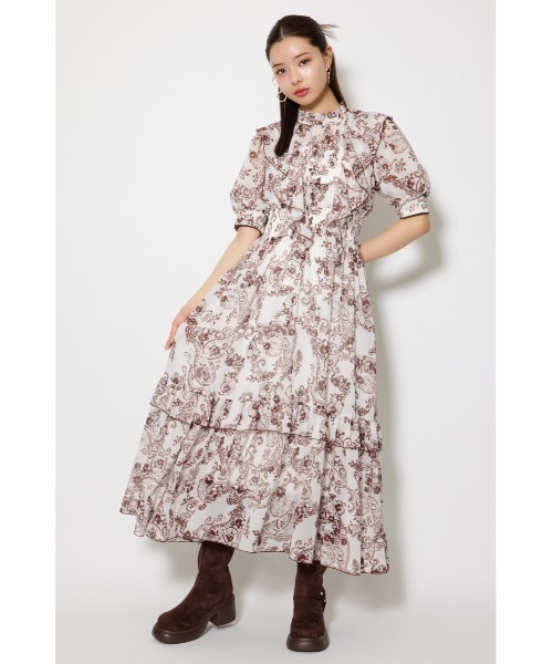 ワンピース フロントロングフリルマルチパターンワンピース 秋服 | rienda | 04