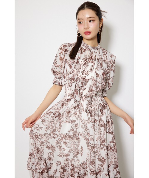 ワンピース フロントロングフリルマルチパターンワンピース 秋服 | rienda | 05