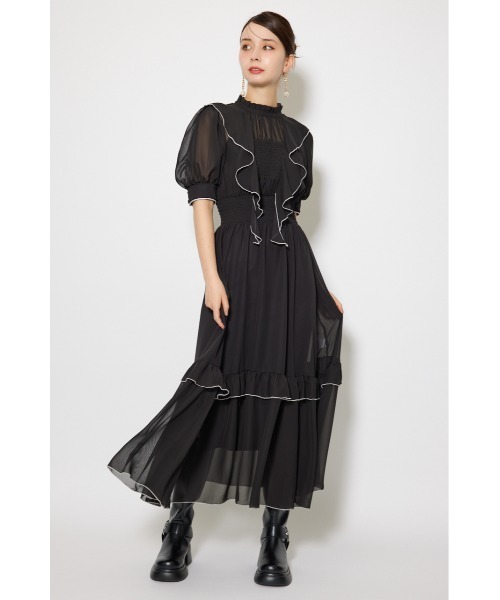 ワンピース フロントロングフリルマルチパターンワンピース 秋服 | rienda | 16