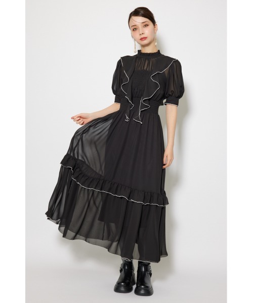 ワンピース フロントロングフリルマルチパターンワンピース 秋服 | rienda | 17