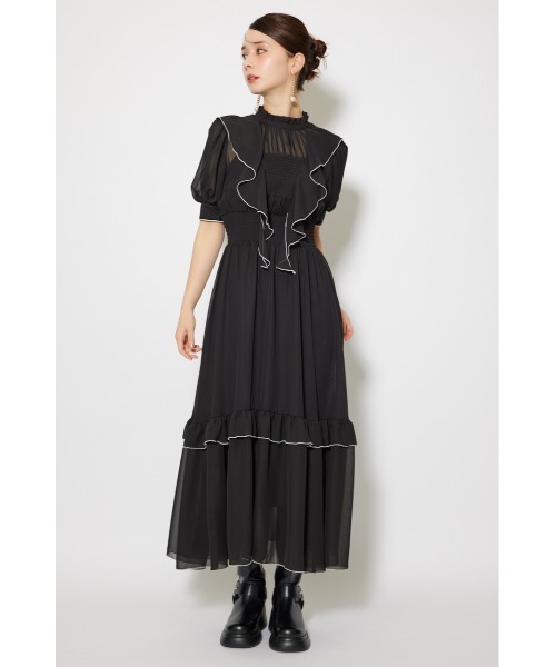 ワンピース フロントロングフリルマルチパターンワンピース 秋服 | rienda | 18