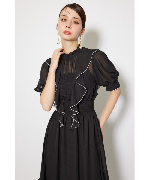 ワンピース フロントロングフリルマルチパターンワンピース 秋服 | rienda | 19