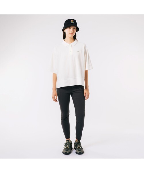 [LACOSTE] рубашка-поло с коротким рукавом 34 темно-красный женский 