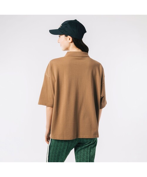 [LACOSTE] рубашка-поло с коротким рукавом 34 темно-красный женский 