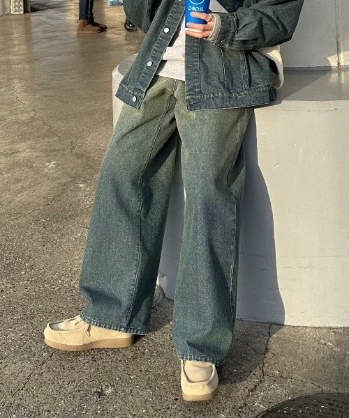 「ADAMASTE」 加工デニムパンツ MEDIUM ブラック メンズ