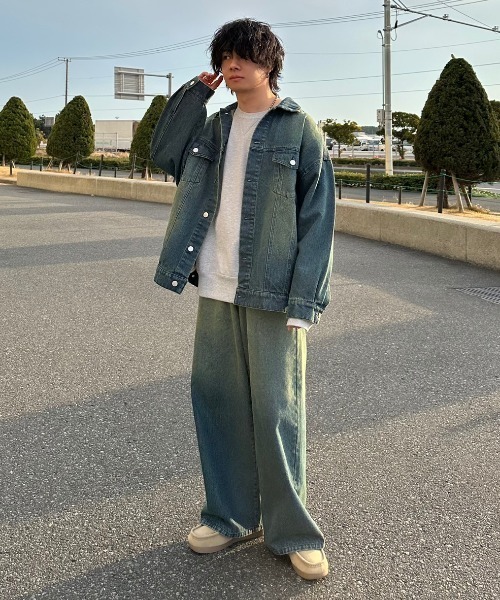 「ADAMASTE」 加工デニムパンツ MEDIUM ブラック メンズ