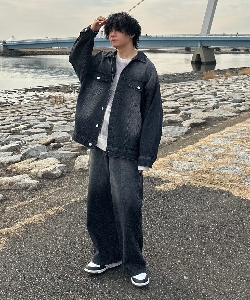 「ADAMASTE」 加工デニムパンツ MEDIUM ブラック メンズ