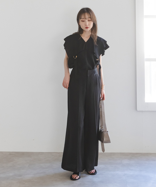 【美品ドライクリーニング済】NOBLE ケープブラウス　BLACK ケープブラウス（NOBLE／レディースファッション