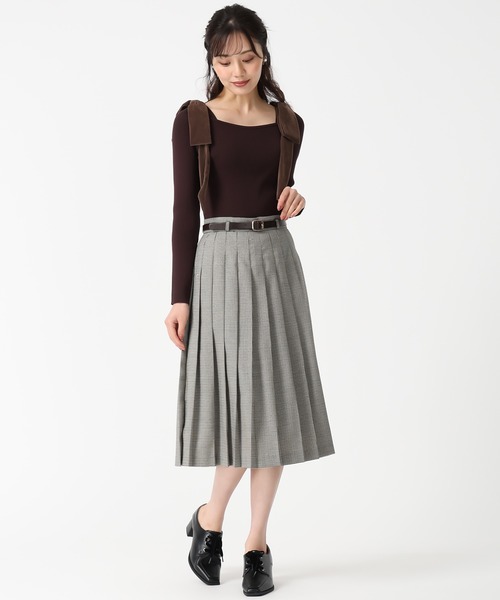 31 Sons de mode スカート 2025秋冬新作 ベルト付きミディプリーツ