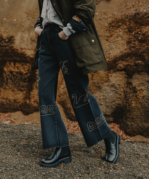 25AW Freada フリーダ チェーンステッチ ワイドデニム Freada