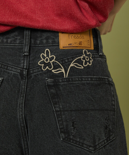 Freada フリーダ チェーンステッチ ワイドデニム セール】Freada/フリーダ チェーンステッチ ワイドデニム（デニム