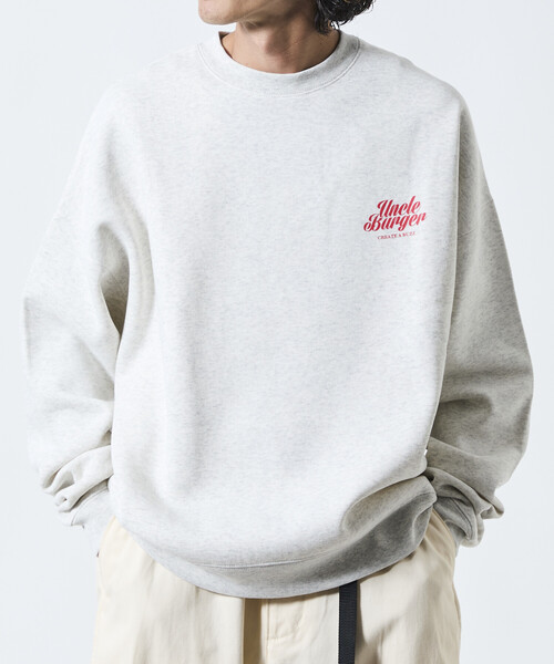 Inside 23 　ドローイングプリント　クルーネックスウェットBK×WH Inside 23 ドローイングプリント クルーネックスウェットBK×WH