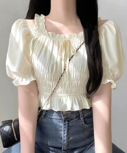 「Riff」 半袖ブラウス FREE ブラック レディース_画像6