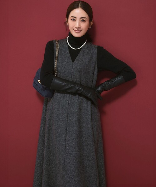 23区（ニジュウサンク） 手袋 レザー ロング グローブ レディース