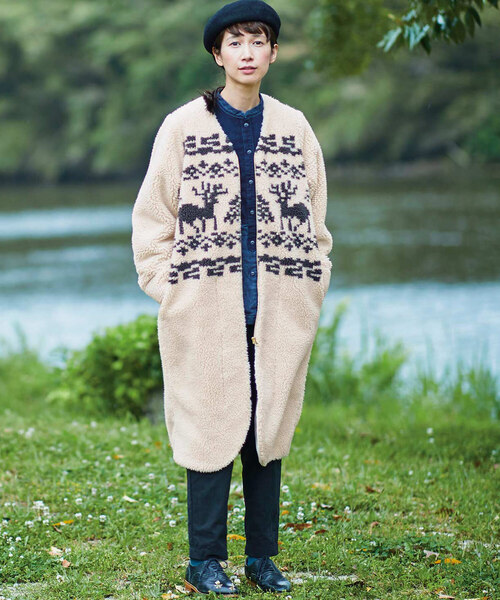 「Sunny clouds」 ノーカラーコート NM アイボリー レディース_画像3