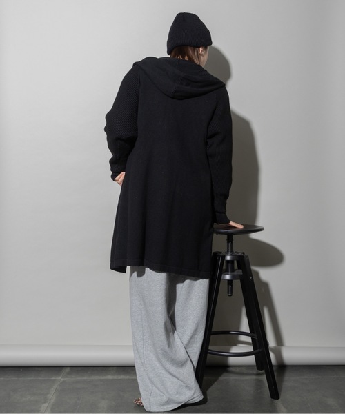 EVERYDAY I LIKE ロングフードニットコート　週末 SALE カーディガン ハイゲージニット フード ロングカーデ レディース