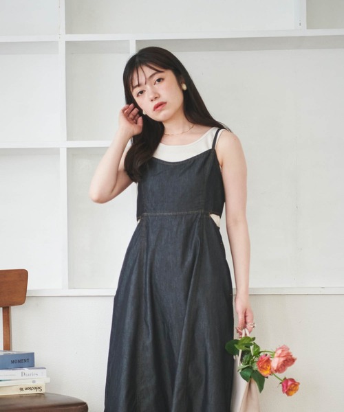 「mil」 キャミソールワンピース X-SMALL ネイビー レディース_画像3