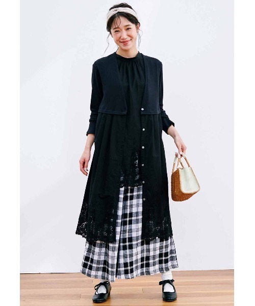 「Live in comfort」 長袖ワンピース MEDIUM ブラック レディース_画像3