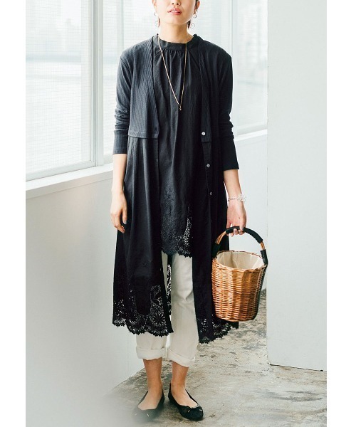 「Live in comfort」 長袖ワンピース MEDIUM ブラック レディース_画像4