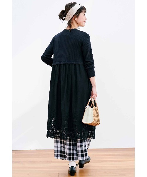 「Live in comfort」 長袖ワンピース MEDIUM ブラック レディース_画像8