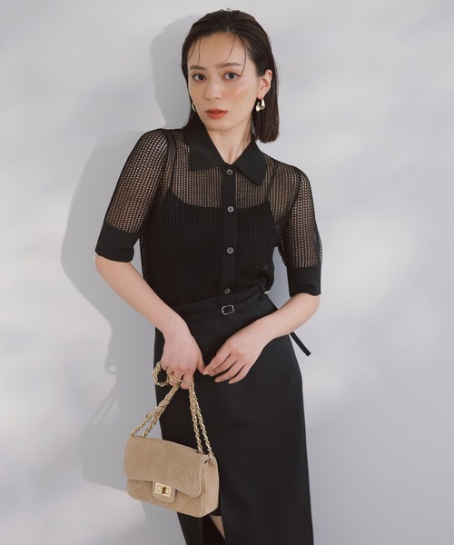 anuans（アニュアンス） 7分袖ニットカーディガン FREE ブラック