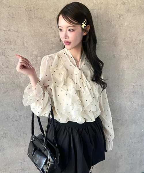 マイストラーダ　フリルボウタイ　ブラウス　ドット　黒　ブラック　36 美品 Mystrada - マイストラーダ フリルボウタイ ブラウス ドット 黒