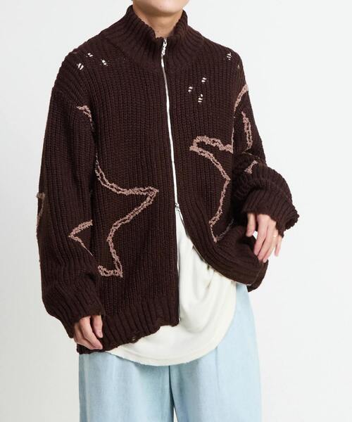 CONVERSE TOKYO ニット セーター STAR EMBROIDERY ZIP-UP KNIT