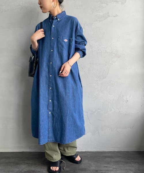 ダントンシャツワンピース36 Danton（ダントン） シャツワンピース 36 ブルー レディース