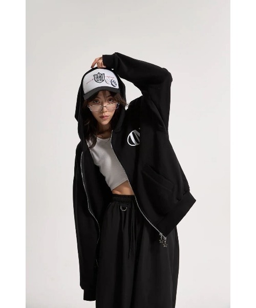 パーカー ウムクレール パーカー 「IAMU」Zip Up Hoodie スターモチーフ ジップアップパーカー