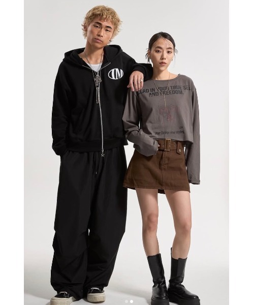 パーカー 「IAMU」Zip Up Hoodie スターモチーフ ジップアップパーカー
