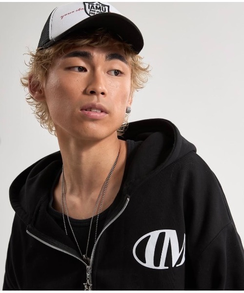 パーカー 「IAMU」Zip Up Hoodie スターモチーフ ジップアップパーカー