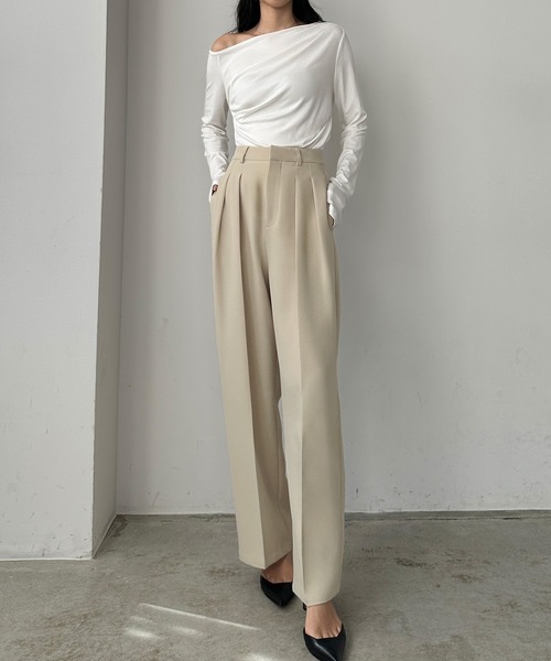 「Louere」 スラックス LARGE ダークグレー レディース_画像2