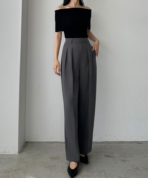 「Louere」 スラックス LARGE ダークグレー レディース_画像7