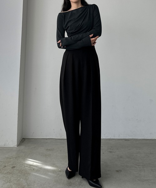 「Louere」 スラックス LARGE ダークグレー レディース_画像9