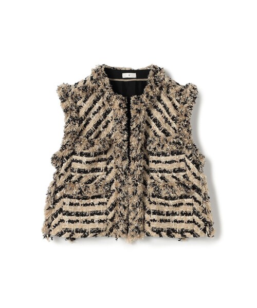 TOMORROWLAND .B ベスト ジレ MALHIAツイード ショートジレ レディース