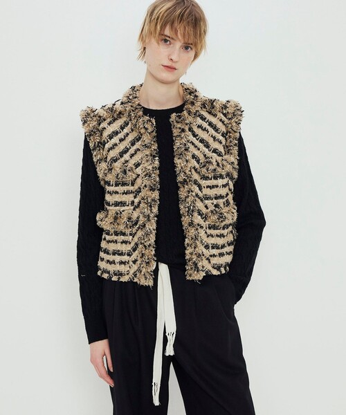 TOMORROWLAND .B ベスト ジレ MALHIAツイード ショートジレ レディース