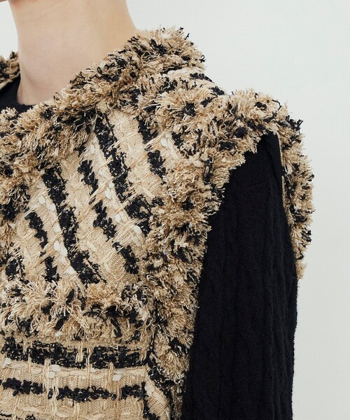 TOMORROWLAND .B ベスト ジレ MALHIAツイード ショートジレ レディース