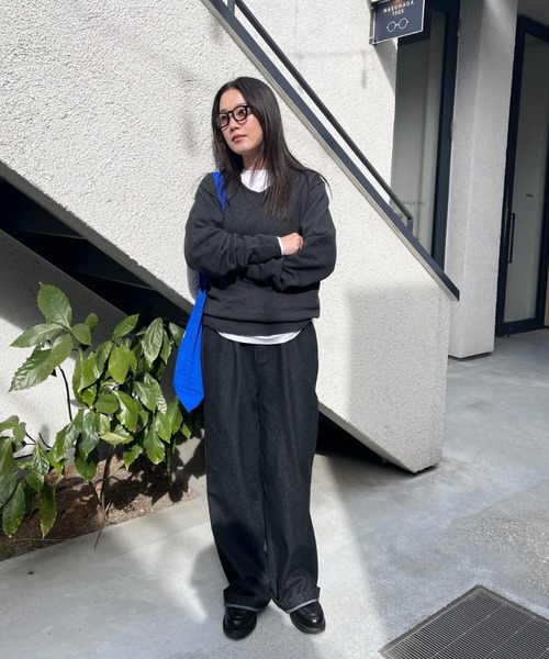 「BROKEN BASE」 長袖ニット MEDIUM ネイビー メンズ_画像5