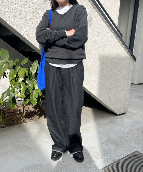 「BROKEN BASE」 長袖ニット MEDIUM ネイビー メンズ_画像6