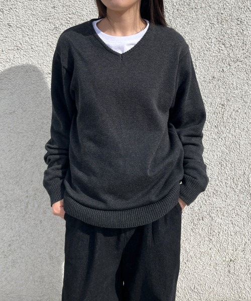「BROKEN BASE」 長袖ニット MEDIUM ネイビー メンズ_画像9