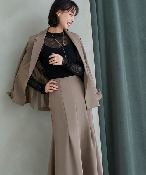 「RUIRUE BOUTIQUE」 セットアップ 3L グレイッシュベージュ レディースの画像