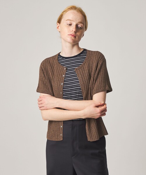 カーディガン 「Steven Alan」リブ ショートスリーブ カーディガン レディースの画像