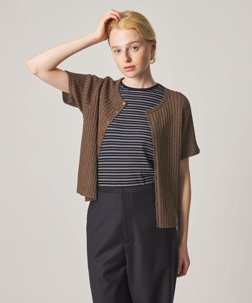 カーディガン 「Steven Alan」リブ ショートスリーブ カーディガン レディースの画像